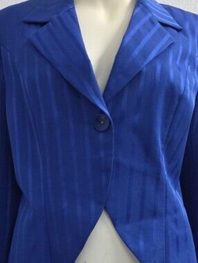 Essence by MailTM Royal Blue Satin Stripe One-Button Blazer Jacket Size 18